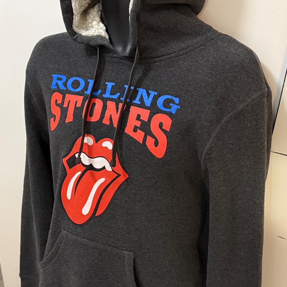 The Rolling Stones Dark Gray Hoodie with Red and Blue Logo
